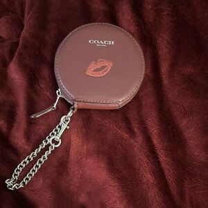 Coach Burgundy Coin Pouch with Chain
